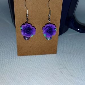 Purple Rose Earrings